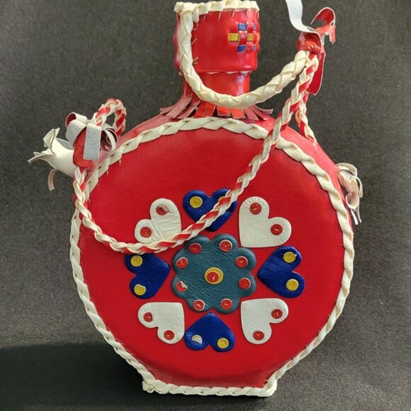 Red Leather Wine Decanter Bottle - Picture 4 of 4